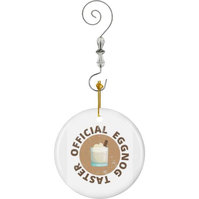(Official Egg Nog Taster - Distressed Christmas And Holiday Gift Design-4807) Christmas Ornaments Ceramic Charm with Hook Crystal Handmade Xmas Tree D