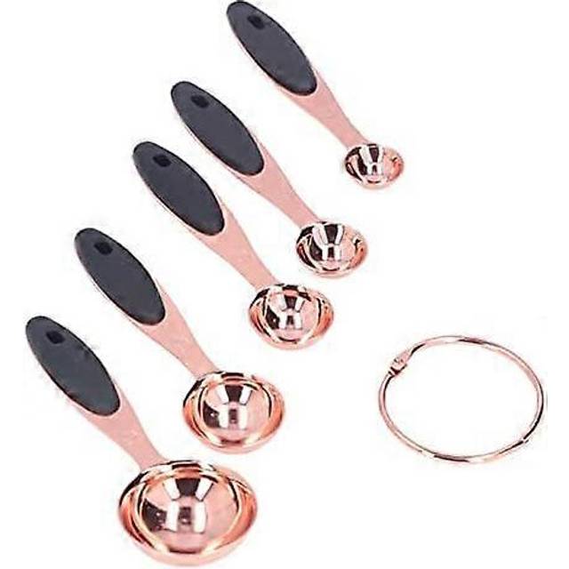 (As show, One size) Measuring Spoon Heavy Duty Easy to Clean Convenient Rose Gold Stainless Steel Measuring Cups Soft Touch for Kitchen