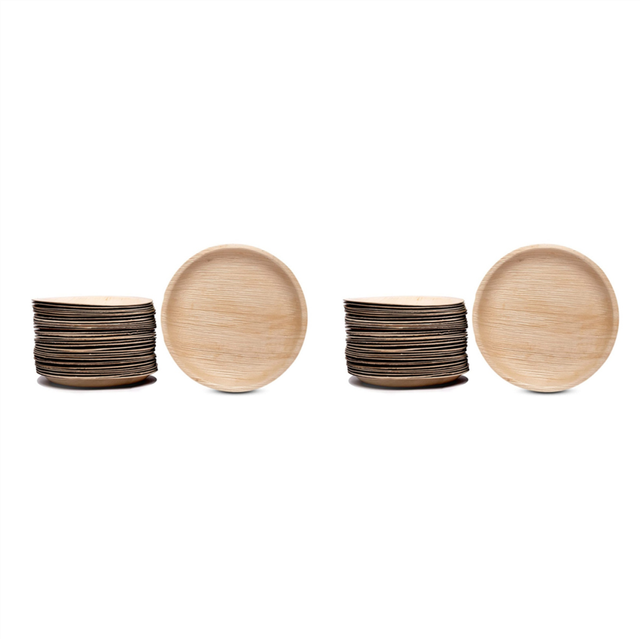 Compostable, Biodegradable, Disposable Palm Leaf Plates Sturdy, Microwave & Oven Safe (40, 8 Inch Round Plates)