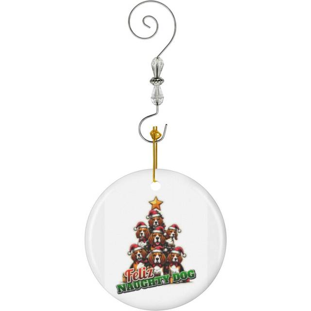 (Beagle Christmas Tree, Gift For Dog Lovers_3101) Christmas Ornaments Ceramic with Crystal Hook Xmas Handmade Tree Decorations KeepsakeÂGifts Stockin