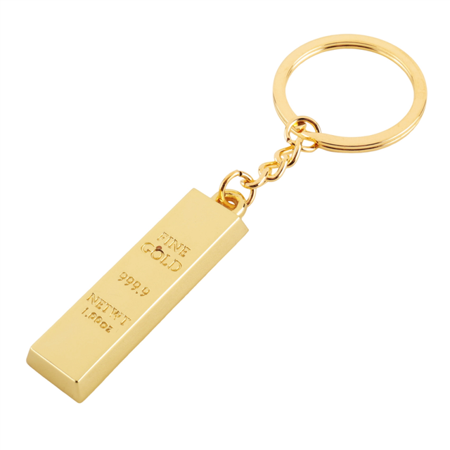 Faux 9999 Miniature Bar Pendant Key Chain Ring
