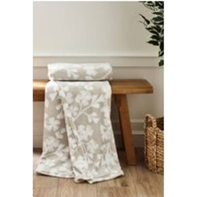 Brooke Floral Cosy Fleece Blanket Throw - Natural - ONE SIZE