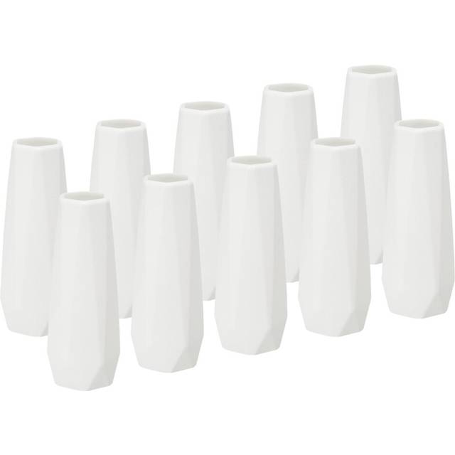 Flower Vase, 10 Pack Plastic Vase Small Tall Floral Vase Unbreakable Bud Vases Ceramic Look Table Centerpieces for Home Room Decor, White