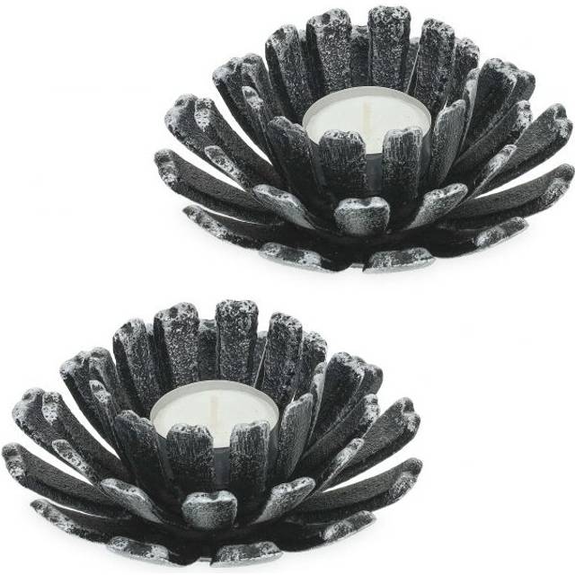 set of 2 flower-shaped tealight holders
