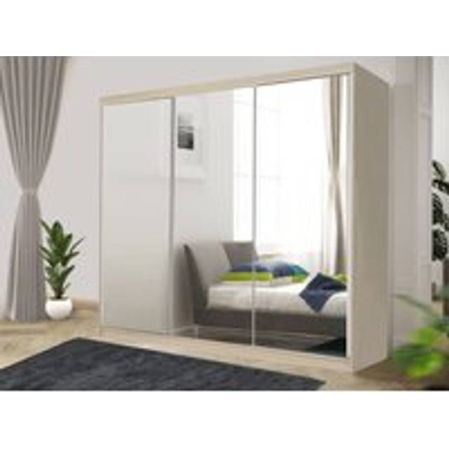 Bedroom Sliding Wardrobe - Modren wardrobe- Mirror Wardrobe -250 x 216 cm - Light Oak - One Size