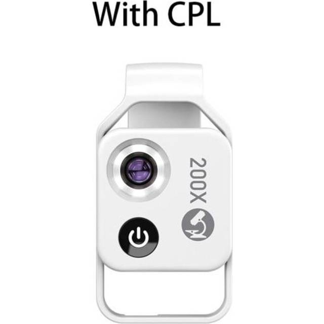 (White with CPL) Apexel 200x Magnification Microscope Lens With Cpl Mobile Led Light Micro Pocket Macro Lenses For Iphone Samsung All Smartphones