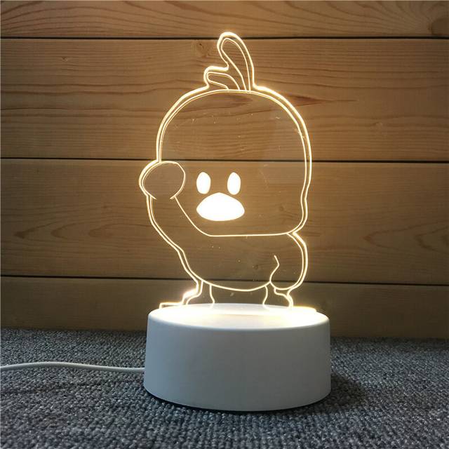 (StyleA) Maneki Neko Yellow Duck Cartoon 3d Creative Small Desk Lamp Usb Direct Plug