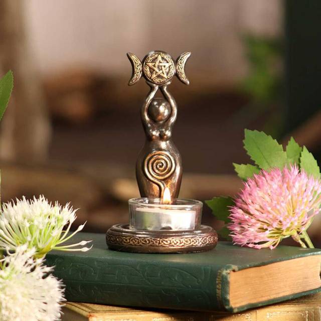 Stunning Triple Goddess Tea Light Candle Holder Unique Resin Decorative Accent Piece