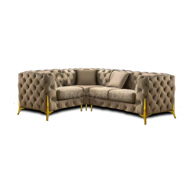 (Mink, 4 Seater Right Hand Facing) SNOOZE Online Chesterfield 3 and 2 Seater Sofa Sets, Corner Sofas For Living Room, Upholstered Plush Fabric 3 Seate