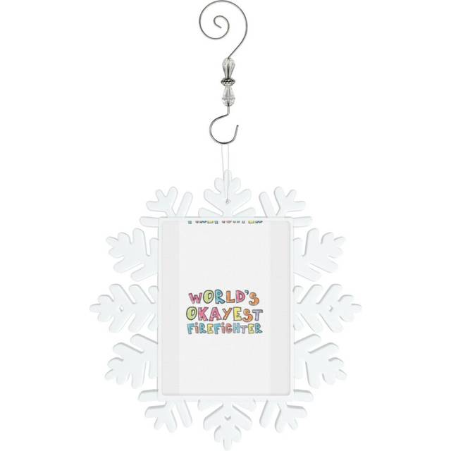 (World's Okayest Firefighter Gift Idea=2518) Christmas Ornament Snowflake Tree Decoration Car Hanging Charm Gift with Hook Keepsake for Friends Family