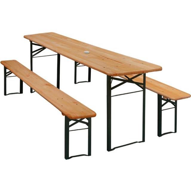 Beer Table and Bench Set Wood 55ft Foldable