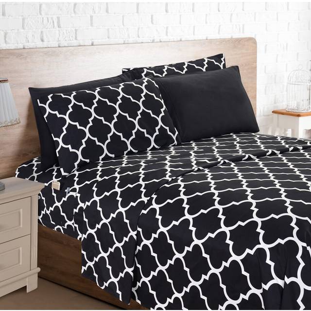 Elegant Comfort 4Piece Moroccan Trellis Print Sheet Set  Super Cozy  Fade and Wrinkle Resistant  1500 Premium Hotel Quality Mic