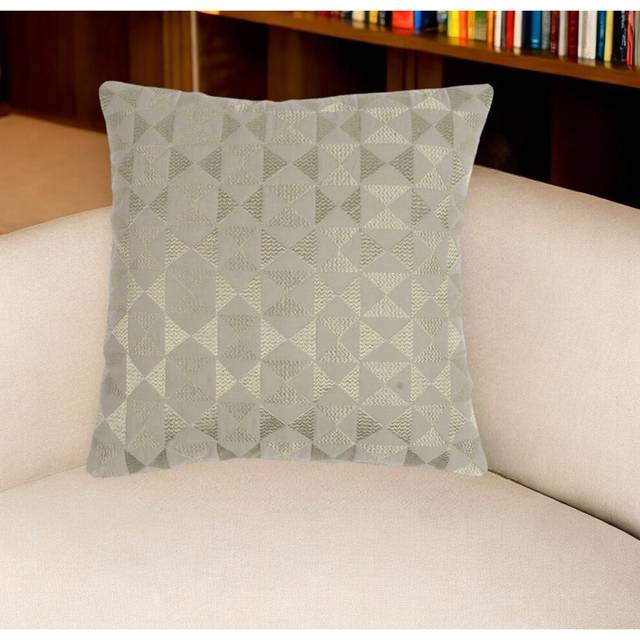 16 Pink Geometric Cotton Throw Pillow Cover With Embroidery