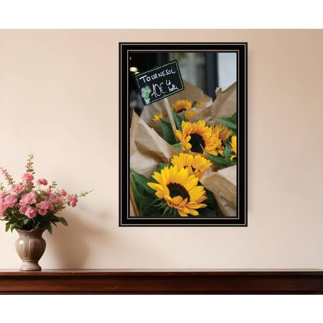 Sunflower Bouquet Black Framed Print Wall Art