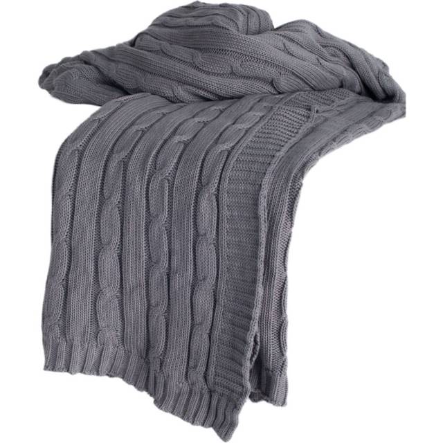 Light Gray Knitted 100 Cotton Throw Blanket