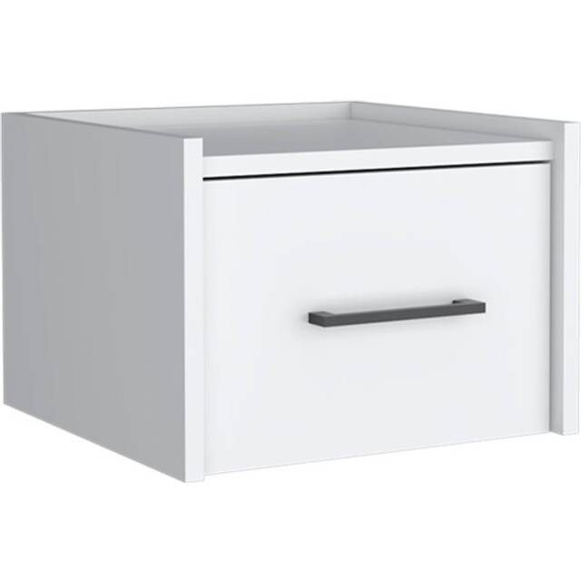 10 White One Drawer Faux Wood Floating Nightstand