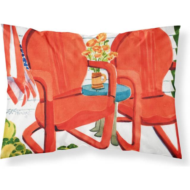 """""Caroline's Treasures Red Chairs Patio View Fabric Standard Pillowcase 6140PILLOWCASE  Multicolor"""""