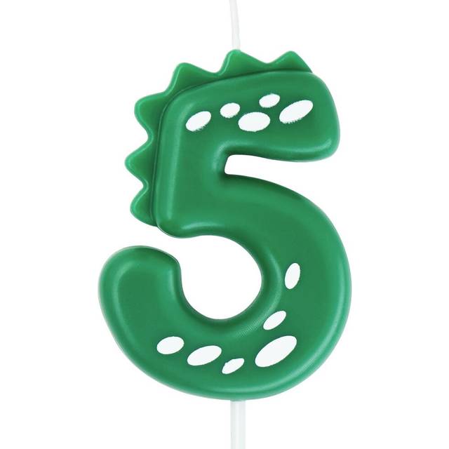 Green Birthday Candle 5  eusbon 276 Dinosaur Candle Theme Party Number Candle for Cake