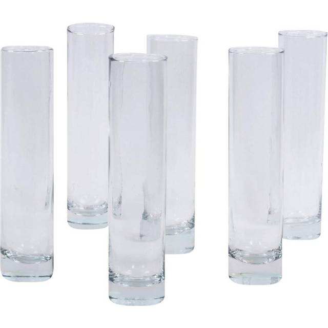 Koyal Wholesale 7.5 Inch Tall Clear Glass Cylinder Bud Vase Set of 6, Bulk Bud Flower Vases Holder, Wedding Centerpieces