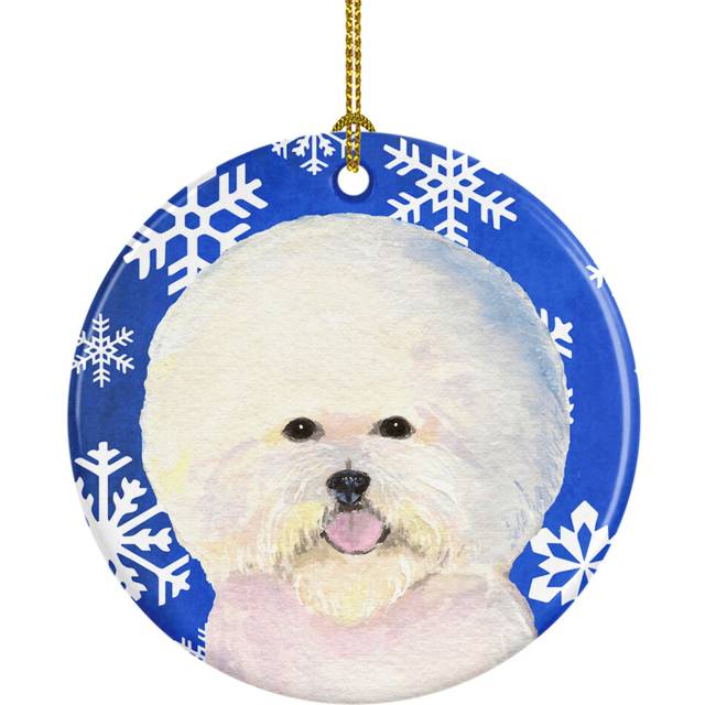 """""Caroline's Treasures SS4664-CO1 Bichon Frise Winter Snowflakes Holiday Christmas Ceramic Ornament  Multicolor"""""