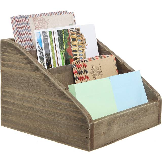 MyGift Vintage Dark Brown Wood 4 Compartments Decorative Rustic Mail Sorter/Office Desk Stationary Organizer for Home  Office  Classroom  Do