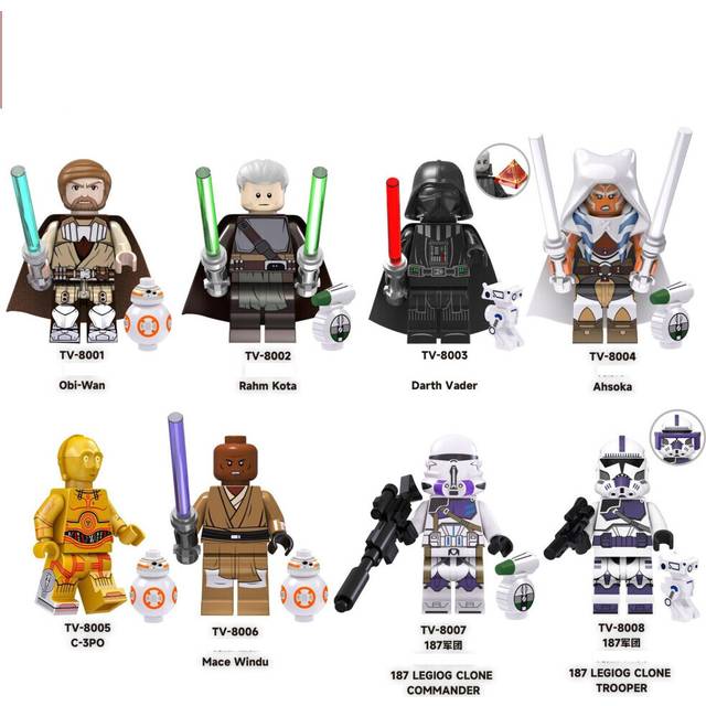 8PCS Star Wars Clone Darth Vader Obi-Wan Minifigures Toy Collection Fit Lego Building Block Figurine Christmas Gifts Children's Gifts