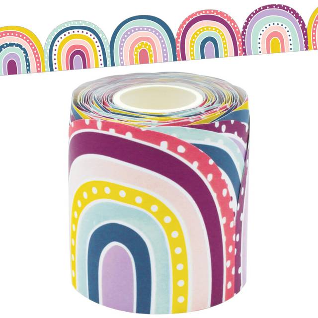 Teacher Created Resources Oh Happy Day Rainbows Die-Cut Rolled Border Trim - 50ft - Decorate Bulletin Boards  Walls  Desks  Windows  Doors  Lockers  S