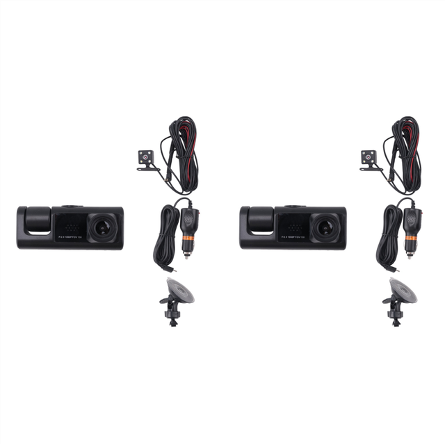 2X 3 Channel Car DVR Camera , 1080P Dash Way with IR Night Vision, Loop Recording, Parking Monitor