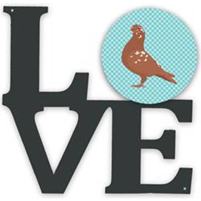 """""Caroline's Treasures African Owl Pigeon Blue Check Metal Artwork Love wall-decor  Multicolor"""""