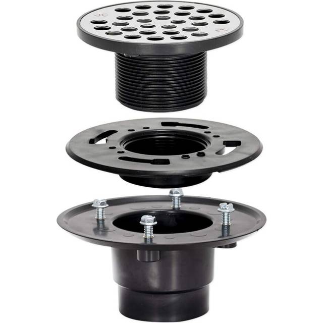 EZ-FLO 2 Inch x 3 Inch ABS Low Profile Floor & Shower Drain  Stainless Steel Grid  15342