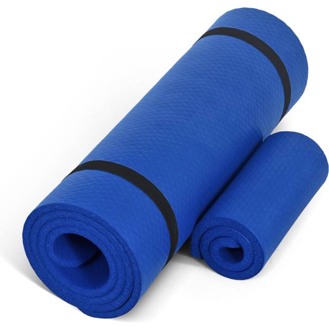 "CAP High Density Exercise Yoga Mat with strap and Knee Pad 71""""x24""""x1/2"""" BLUE"