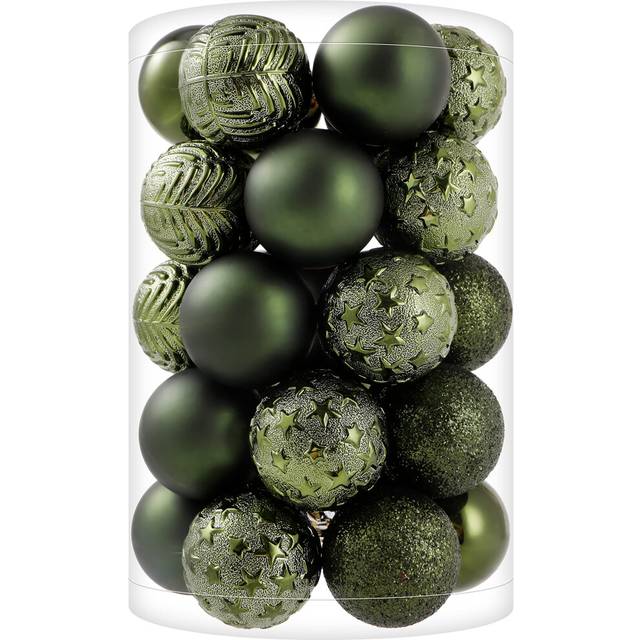 34ct Dark Green Mini Christmas Ball Ornaments Shatterproof Plastic Christmas Tree Decorations for Xmas Party Home Office Holiday Decor -Small Size 1.5