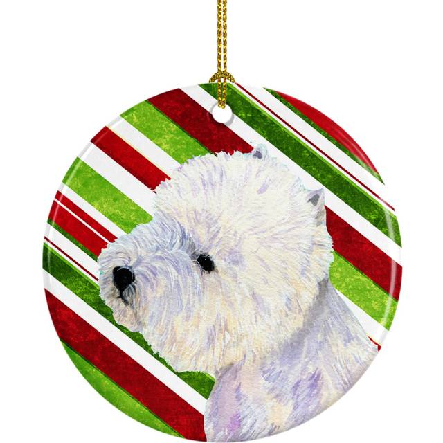 """""Caroline's Treasures LH9225-CO1 Westie Candy Cane Holiday Christmas Ceramic Ornament  Multicolor"""""