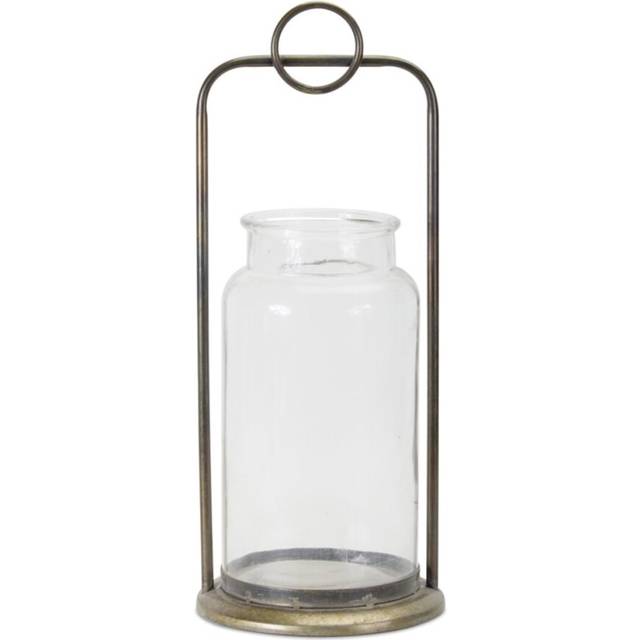 HomeRoots 517597 19.5 x 7.75 x 7.75 in. Bronze Flameless Floor Hurricane Candle Holder - Set of 2