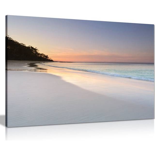 Pretty Soft Colours Beach Sky And Sand Seaside Canvas Wall Art Picture