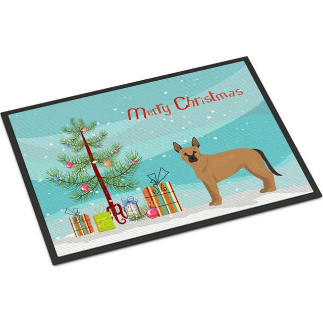 """""Caroline's Treasures Tan German Shepherd Mastiff Mix Christmas Tree Indoor or Outdoor Mat 18x27 doormats  Multicolor"""""
