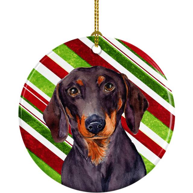 """""Caroline's Treasures LH9223-CO1 Dachshund Candy Cane Holiday Christmas Ceramic Ornament  Multicolor"""""
