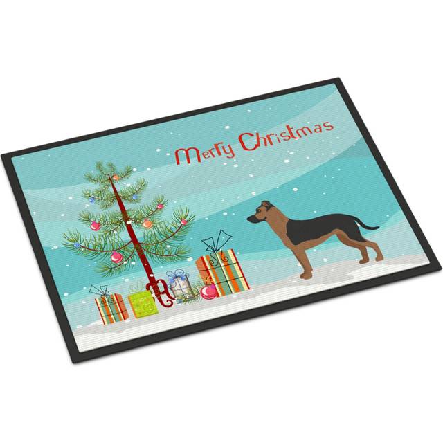 """""Caroline's Treasures Shepherd Pit Mix #1 Christmas Tree Indoor or Outdoor Mat 24x36 doormats  Multicolor"""""