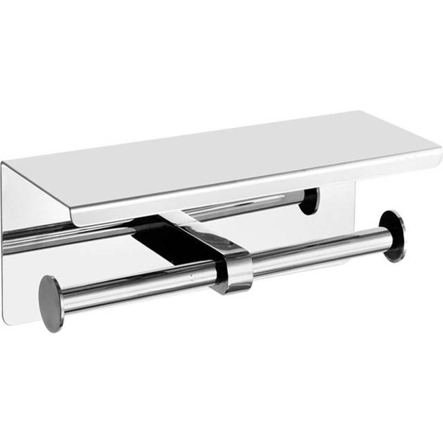 Double Toilet Paper Holder with Phone Shelf  Dual Roll Paper Dispenser