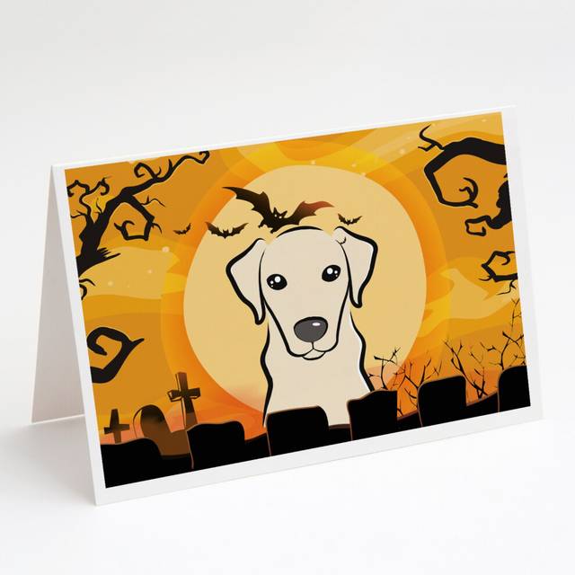 Halloween Yellow Labrador Greeting Cards and Envelopes Pack of 8