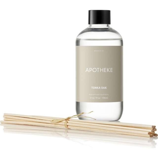 Apotheke Luxury Scented Oil Reed Diffuser Liquid Refill (Tonka Oak)  Premium Home Fragrance Diffuser Refill Set with Sticks