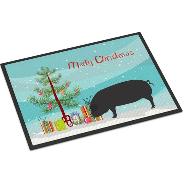 """""Caroline's Treasures""""""""Devon Large Black Pig"""""""" Christmas Doormat 18"""""""" x 27"""""""" Multicolor"""""