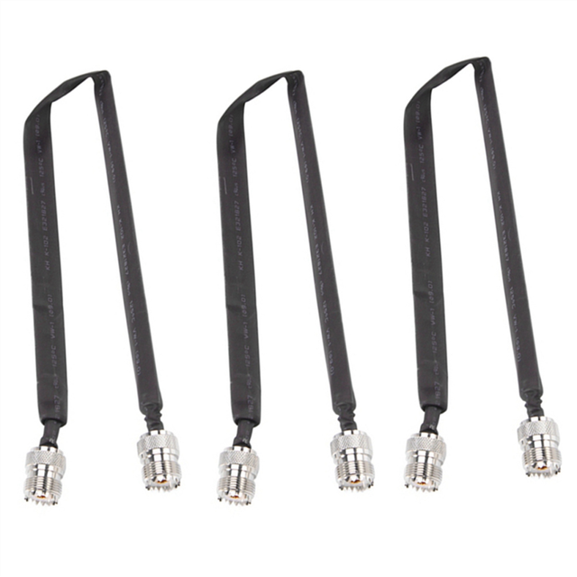 3X Door/Window Pass Through Flat RF Coaxial Cable SO239 UHF Female to 50 Ohm Coax Pigtail Extension Cord