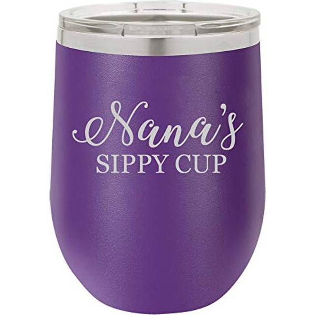 12 oz Double Wall Vacuum Insulated Stainless Steel Stemless Wine Tumbler Glass Coffee Travel Mug With Lid Nanas Sippy Cup Funny