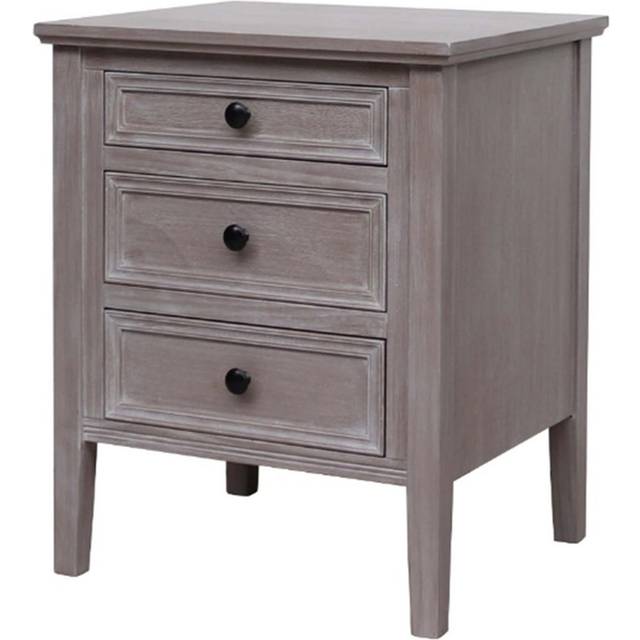 The Serene Collection Three Drawer Bedside Table - Wood - L43 x W48 x H59 cm - Grey