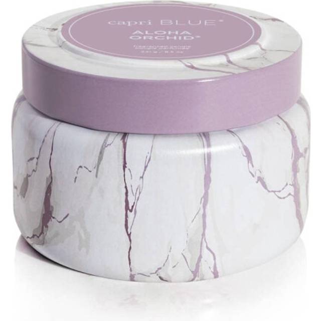 Capri Blue Modern Marble Printed Travel Tin Jar Candles  Luxury Decorative Candles for Home Scented  Long Lasting Soy Wax Blend  Aloha Orchid (8.5 oz)