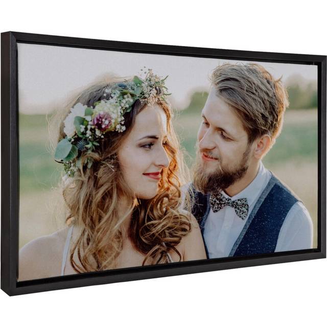 Kate and Laurel Custom Printed Framed Canvas Wall Art  26.5x14 Black  Sylvie Personal Canvas Print with Your Photos for Bedroom or Living Room Gallery