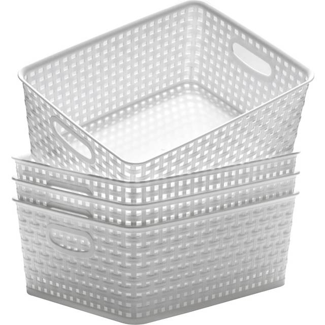 "Eslite Plastic Storage Baskets for Organizing,11.42""X9""X4.7"",Pack of 4 White"