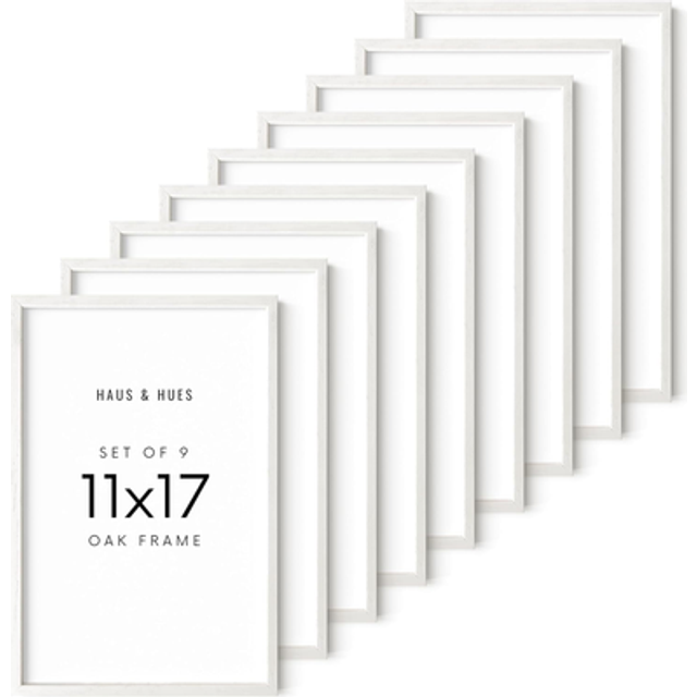 Haus and Hues 11x17 Picture Frame Set of 9 - 11 X 17 Frame Wood Picture Frames  11x17 Poster Frame Wooden Picture Frames  17x11 Picture Fram