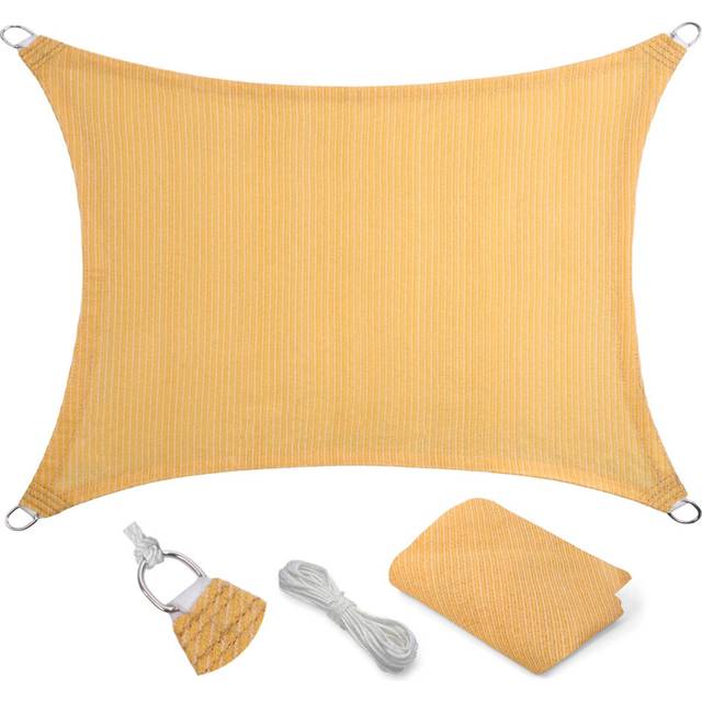 Edens Decor 10 x 12 Wheat Sun Shade Sail Outdoor Canopy Rectangular Awning Fabric Cloth Screen for Patio Garden Backyard Perg
